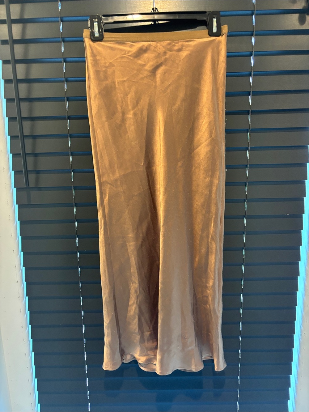 Anine Bing Silk Slip Skirt in Copper Tan
